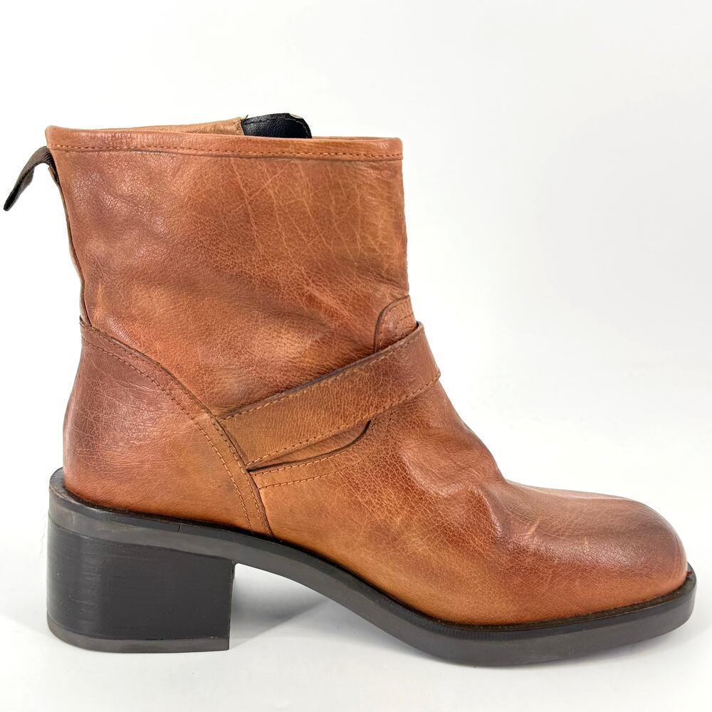 Roan by Bed Stu Spry Leather Engineer Booties Sz 8 Pecan Austin Double Buckle - Picture 4 of 10